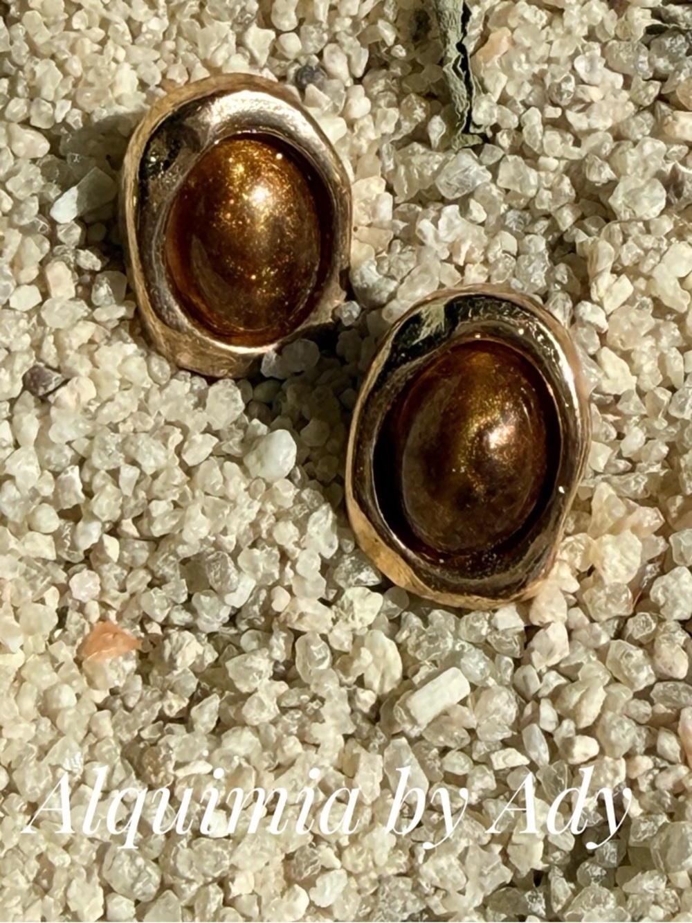 Shimmering Bronze Dome baroque pearls Stud Earrings